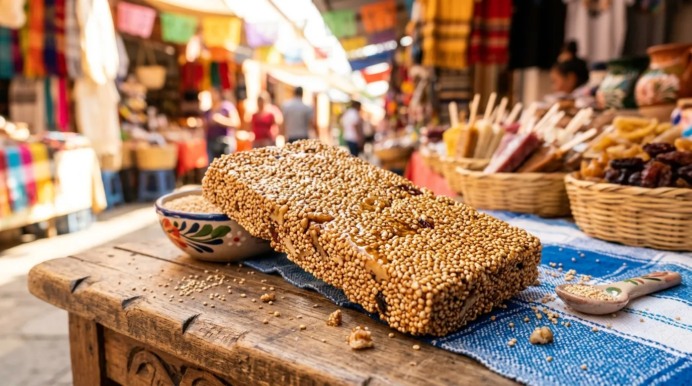 Traditional Mexican Alegría candy made of amaranth and honey