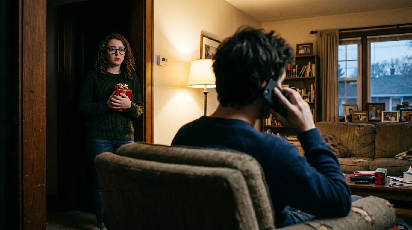 Ashley overhears Matthew talking on the phone in their living room