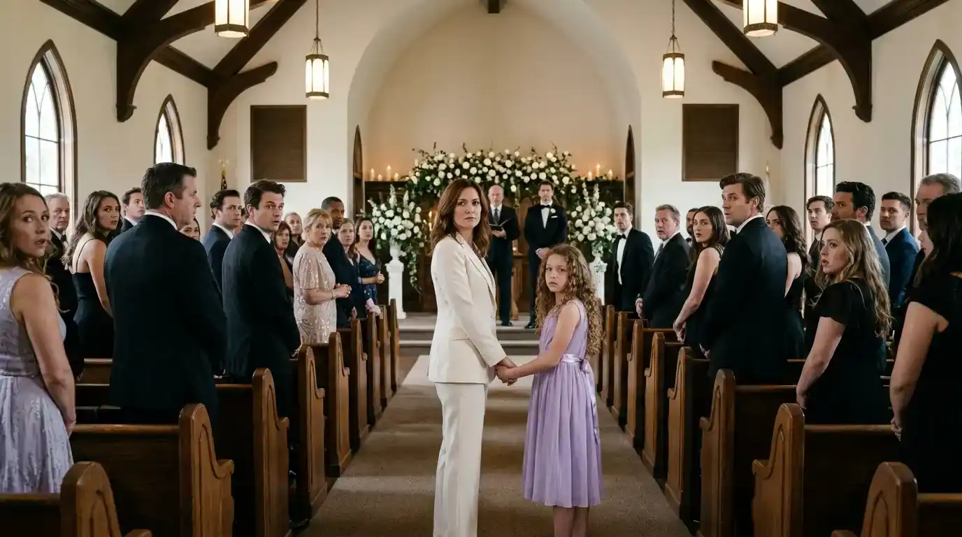 Sierra cancels her wedding while holding Gemma's hand in front of stunned guests.