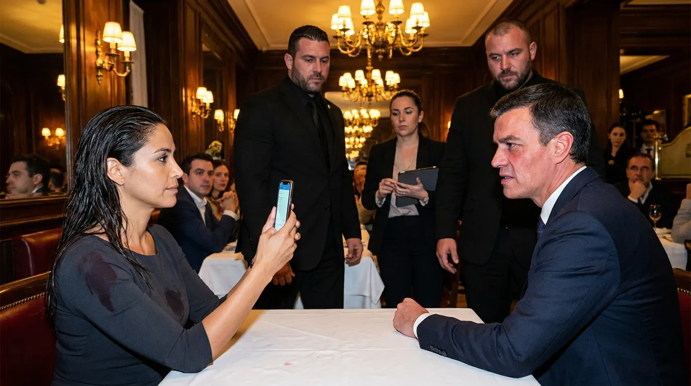 Clara standing her ground with security and the manager stepping into the frame