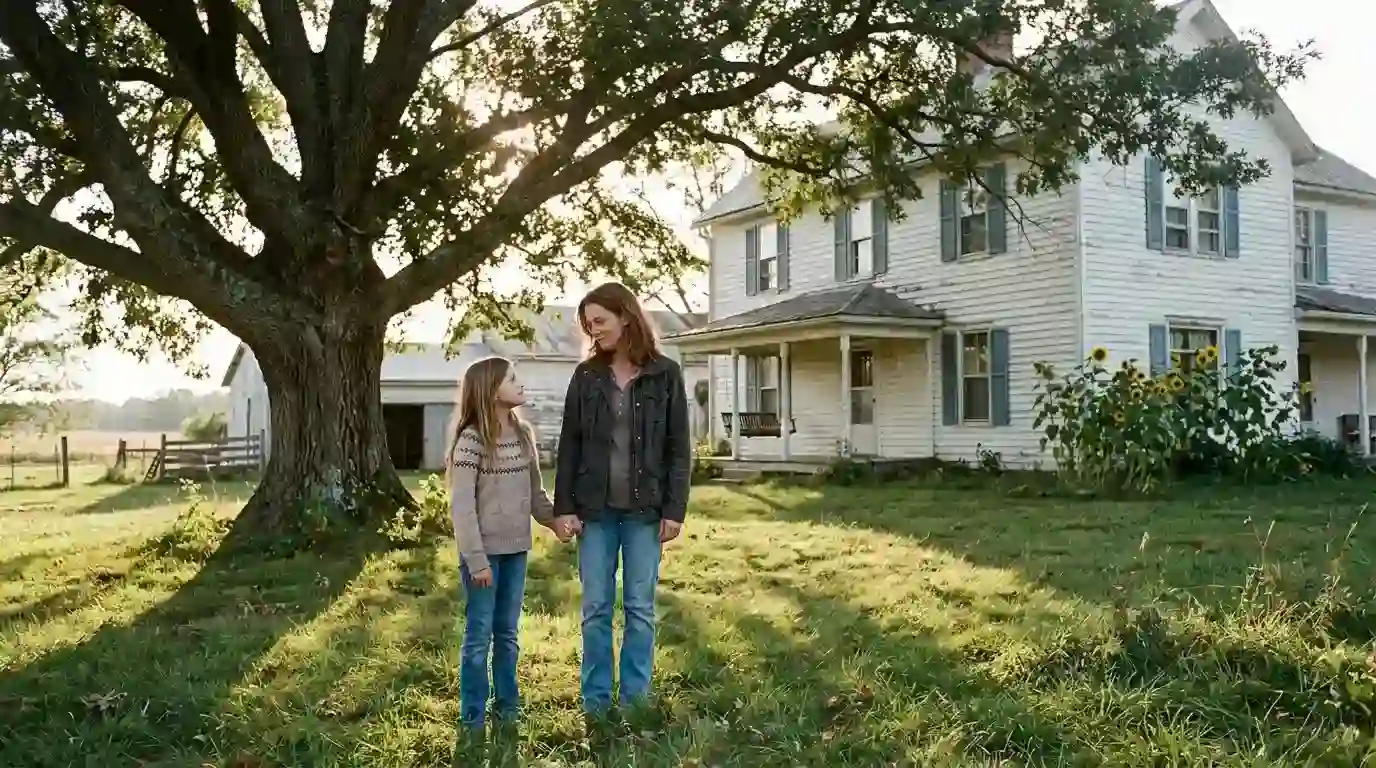Sierra and Gemma stand together beneath the oak tree at Willow House.