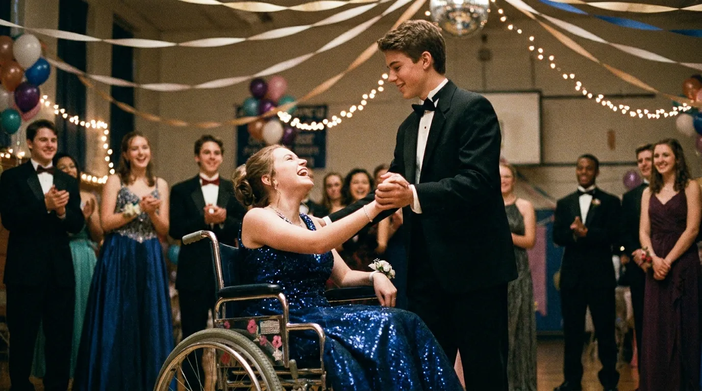 Older couple dancing in a modern adaptive recreation center